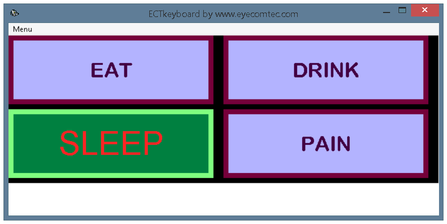 The simplified mode of the virtual keyboard with a contrast color scheme