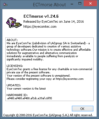 The About window for non-activated versions of the program