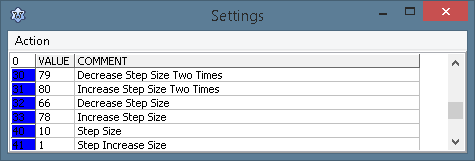 ECTmouse settings panel, parameters 30-41